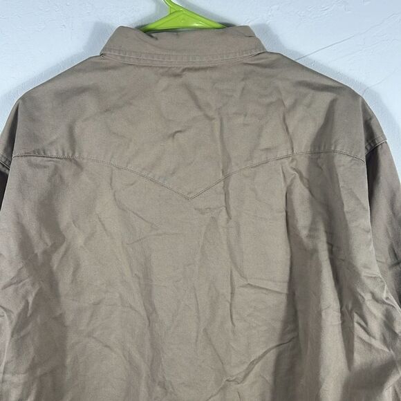 š„Vintage WRANGLER Western Thick Pearl SnapāTan āDenim Likeā Shirt 18.5-38 (2XL) - Picture 5 of 9